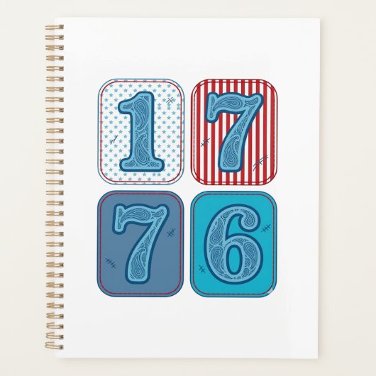 Vintage 1776 Patriottische Patchwork Planner (Voorkant)