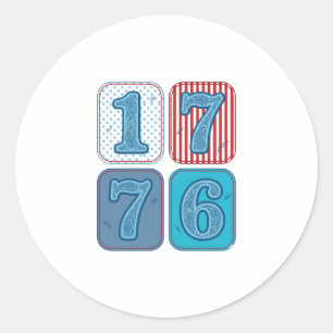 Vintage 1776 Patriottische Patchwork Ronde Sticker