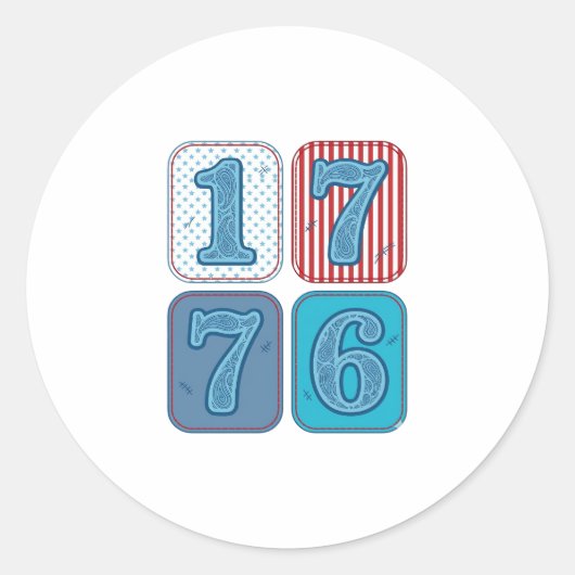 Vintage 1776 Patriottische Patchwork Ronde Sticker (Voorkant)