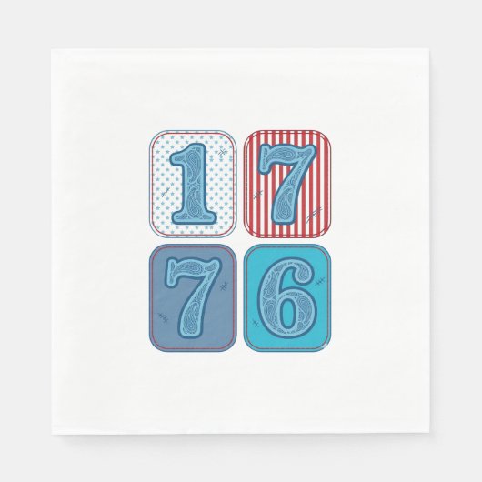 Vintage 1776 Patriottische Patchwork Servet (Voorkant)
