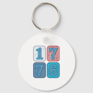 Vintage 1776 Patriottische Patchwork Sleutelhanger