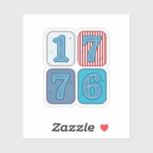 Vintage 1776 Patriottische Patchwork Sticker (Vel)