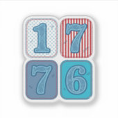 Vintage 1776 Patriottische Patchwork Sticker (Voorkant)