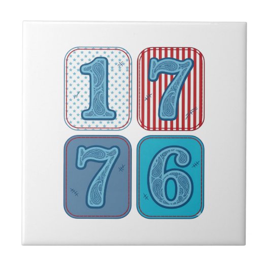 Vintage 1776 Patriottische Patchwork Tegeltje (Voorkant)