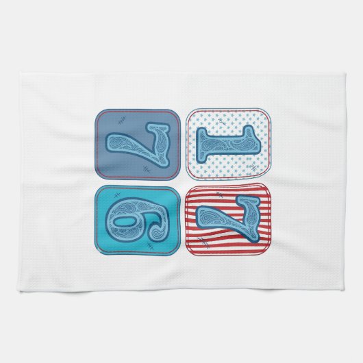 Vintage 1776 Patriottische Patchwork Theedoek (Horizontaal)