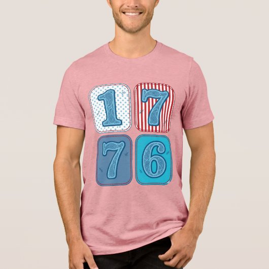 Vintage 1776 Patriottische Patchwork Tri-Blend Shirt (Voorkant)