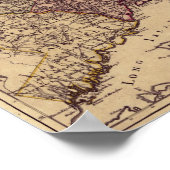 Vintage 1796 Connecticut-kaart Poster (Hoek)