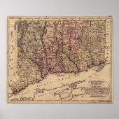 Vintage 1796 Connecticut-kaart Poster (Voorkant)