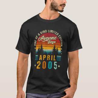 Vintage 17 e verjaardag Geweldige sinds april 2005 T-shirt