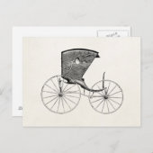 Vintage 1800 Antiek carriage Buggy Cart Coach Briefkaart (Voorkant / Achterkant)