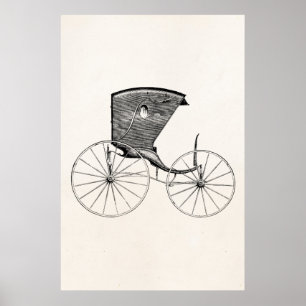 Vintage 1800 Antiek carriage Buggy Cart Coach Poster