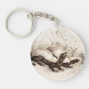 Vintage 1800 honingbadger met Sjabloon-retro voor  Sleutelhanger