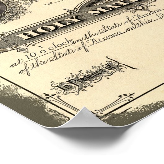 Vintage 1800: huwelijksakte poster (Hoek)