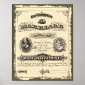 Vintage 1800: huwelijksakte poster (Voorkant)