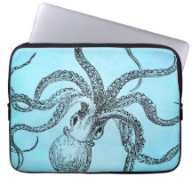 Vintage 1800-octopus op Blauwgroen blauwe Waterver