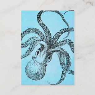Vintage 1800-octopus op Blauwgroen blauwe Waterver Visitekaartje