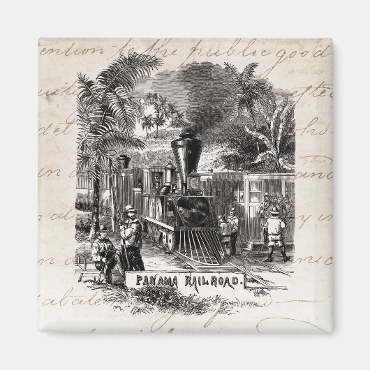 Vintage 1800 Panama Canal Railroad Train Sjabloon Magneet (Voorkant)