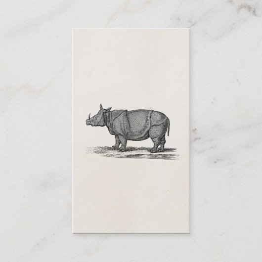 Vintage 1800 Rhinoceros Illustration - Rhino Visitekaartje (Voorkant)