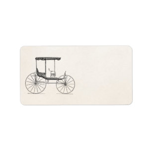 Vintage 1800s Carriage Horse-Drawn Antiek Buggy Etiket