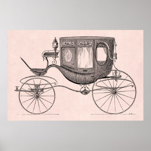 Vintage 1800s Carriage Horse-Drawn Antiek Buggy Poster