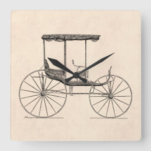 Vintage 1800s Carriage Horse-Drawn Antiek Buggy Vierkante Klok