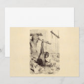 Vintage 1800s Chimpanzee Rabbit Monkey Chimp (Voorkant / Achterkant)