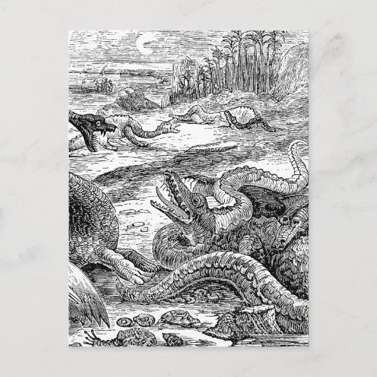 Vintage 1800s Dinosaur Illustration - Dinosaurs Briefkaart (Voorkant)