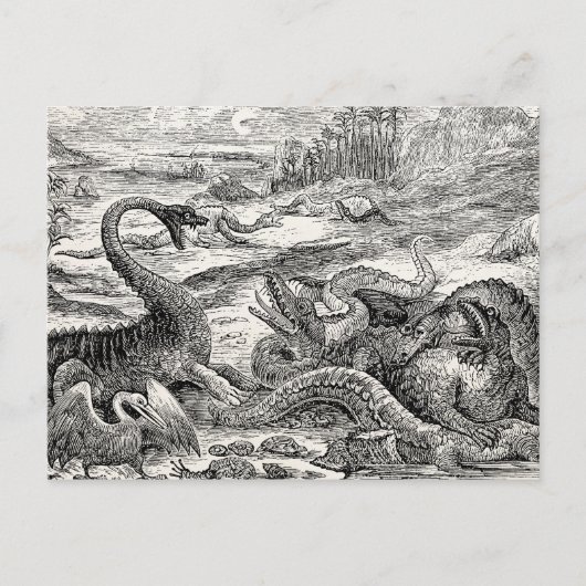 Vintage 1800s Dinosaur Illustration - Dinosaurs Briefkaart (Voorkant)