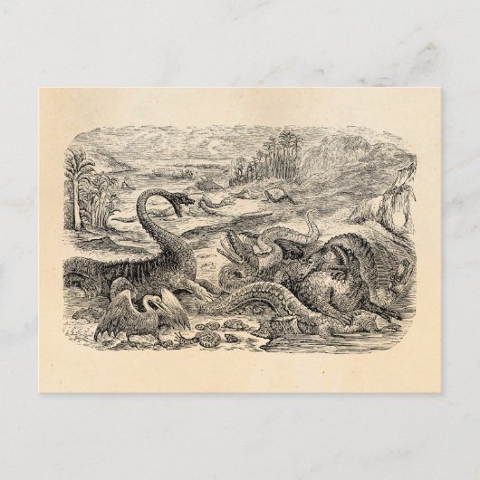 Vintage 1800s Dinosaur Illustration - Dinosaurs Briefkaart (Voorkant)
