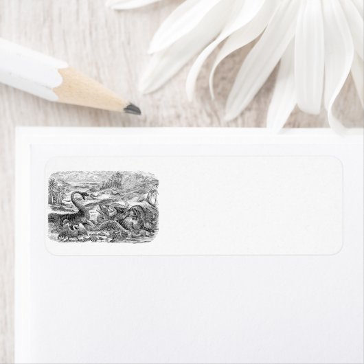 Vintage 1800s Dinosaur Illustration - Dinosaurs Etiket (Insitu)