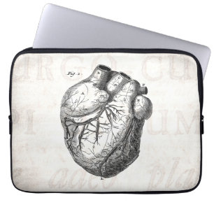 Vintage 1800s Hartretro hartanatomie harten Laptop Sleeve