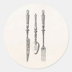 Vintage 1800s Knife Fork Spoon Knives Old Cutlery Ronde Sticker
