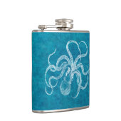 Vintage 1800s Octopus Blauwgroen Waterverf Blauw Heupfles (Rechts)