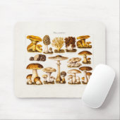 Vintage 1800s Paddenstoelenvariëteit Sjabloon Muismat (Met muis)