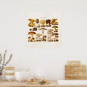 Vintage 1800s Paddenstoelenvariëteit Sjabloon Poster (Keuken)