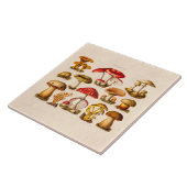 Vintage 1800s Paddenstoelvariëteit Rode paddenstoe Tegeltje (Zijkant)