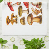 Vintage 1800s Paddenstoelvariëteit Rode paddenstoe Theedoek (Gevouwen)