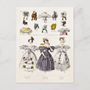 Vintage 1800s Parijs Mode - Franse jurken en Pet Briefkaart