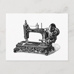 Vintage 1800s Sewing Machine Illustration Briefkaart