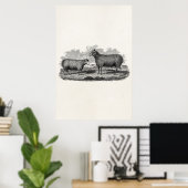Vintage 1800s Sheep Ewe Illustration Retro Boerder Poster (Thuiskantoor)
