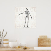 Vintage 1800s Skelet Antiek anatomie skeletten Poster (Keuken)