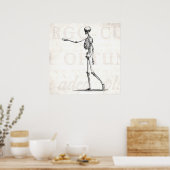 Vintage 1800s Skelet Antiek anatomie skeletten Poster (Keuken)