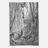 Vintage 1800s Spider Monkeys Oerwoud Monkey Theedoek (Verticaal)