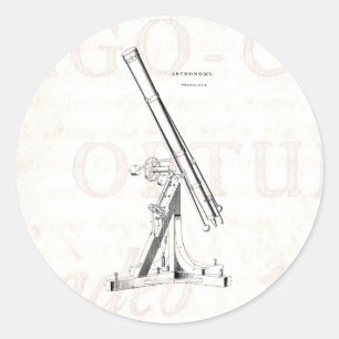 Vintage 1800s Telescope Antiek Astronomie Sjabloon Ronde Sticker
