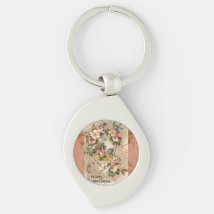 Vintage 1800s Victoriaanse verjaardags bloemrijke Sleutelhanger