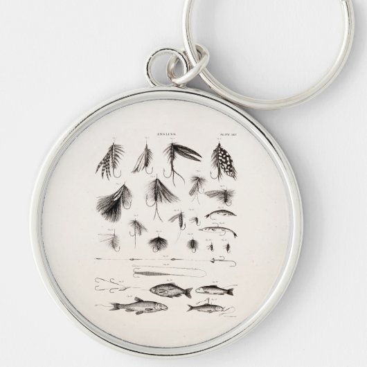 Vintage 1800s Vliegende vliegen Oude haken Sleutelhanger (Voorkant)