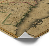 Vintage 1813 Connecticut-kaart Poster (Hoek)