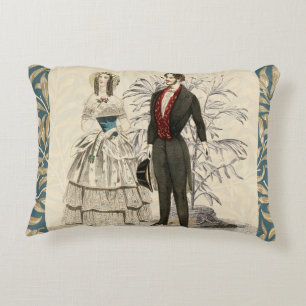 Vintage 1844 Victoriaanse Huwelijksillustratie Accent Kussen