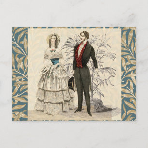 Vintage 1844 Victoriaanse Huwelijksillustratie  Briefkaart