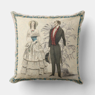 Vintage 1844 Victoriaanse Huwelijksillustratie Buitenkussen
